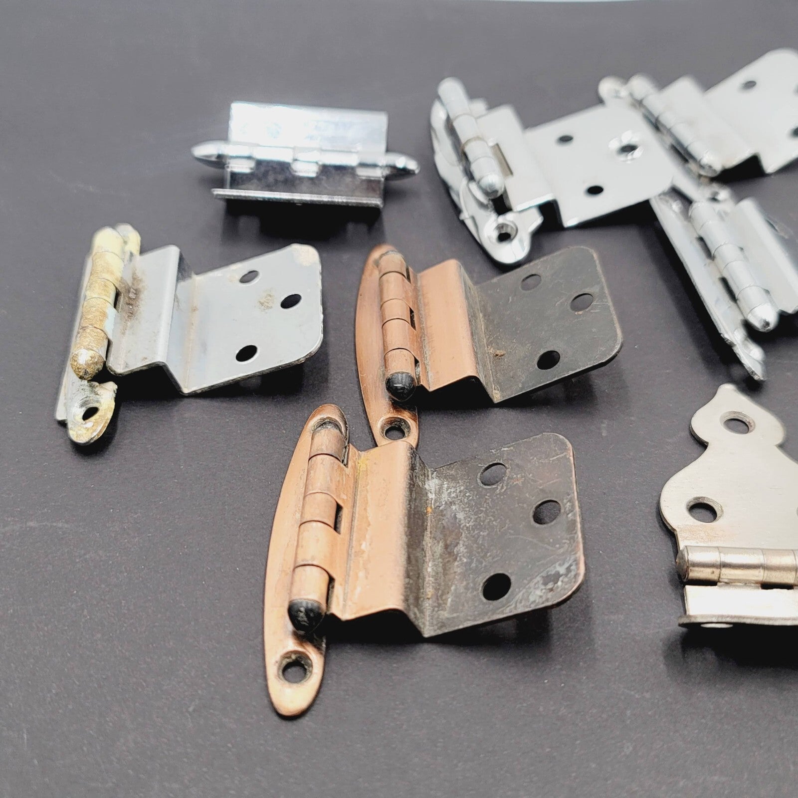 LOT of 10 Vintage Reclaimed Used Cabinet Offset Hinges Mix Lot All Salvaged