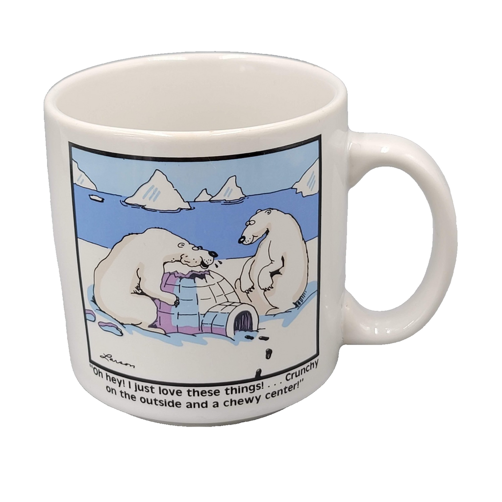 Vintage 1990 The Far Side Gary Larson Polar Bears Igloo Cartoon Coffee Mug Cup