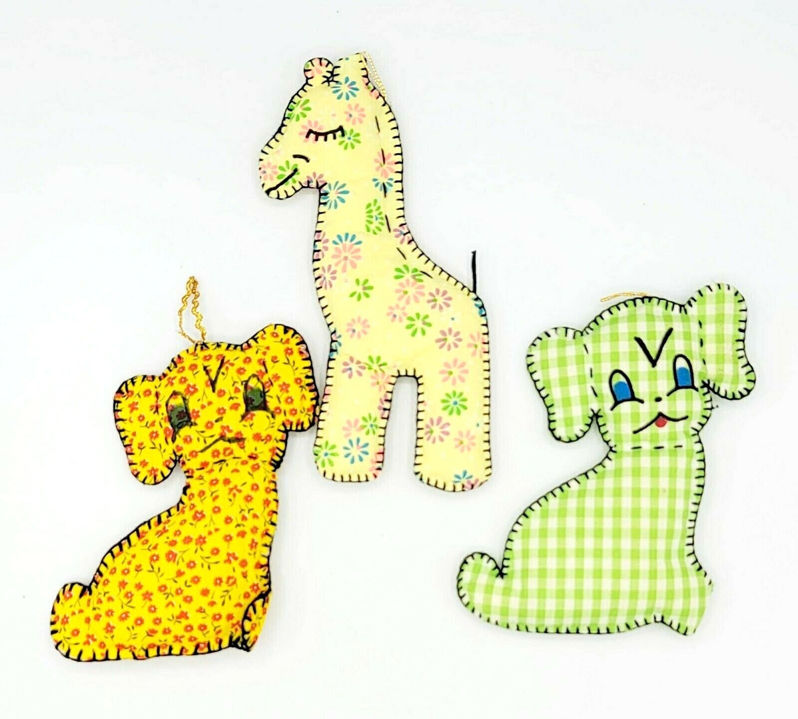 Vintage Plush Ornaments Handmade Giraffe Dogs Lot of 3 Baby