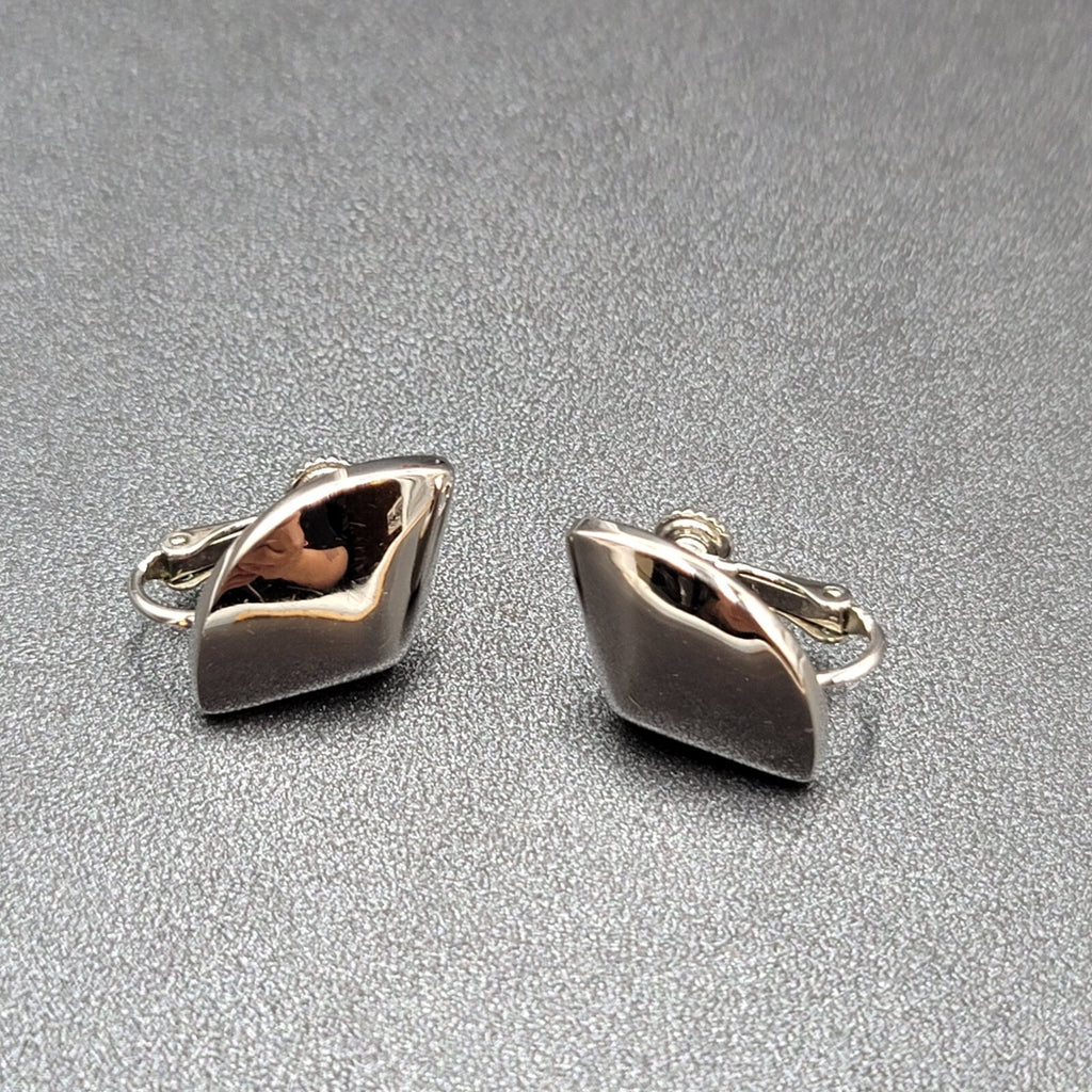 Vintage Napier Clip on Earrings Polished Silver Plated Studs 7/8"