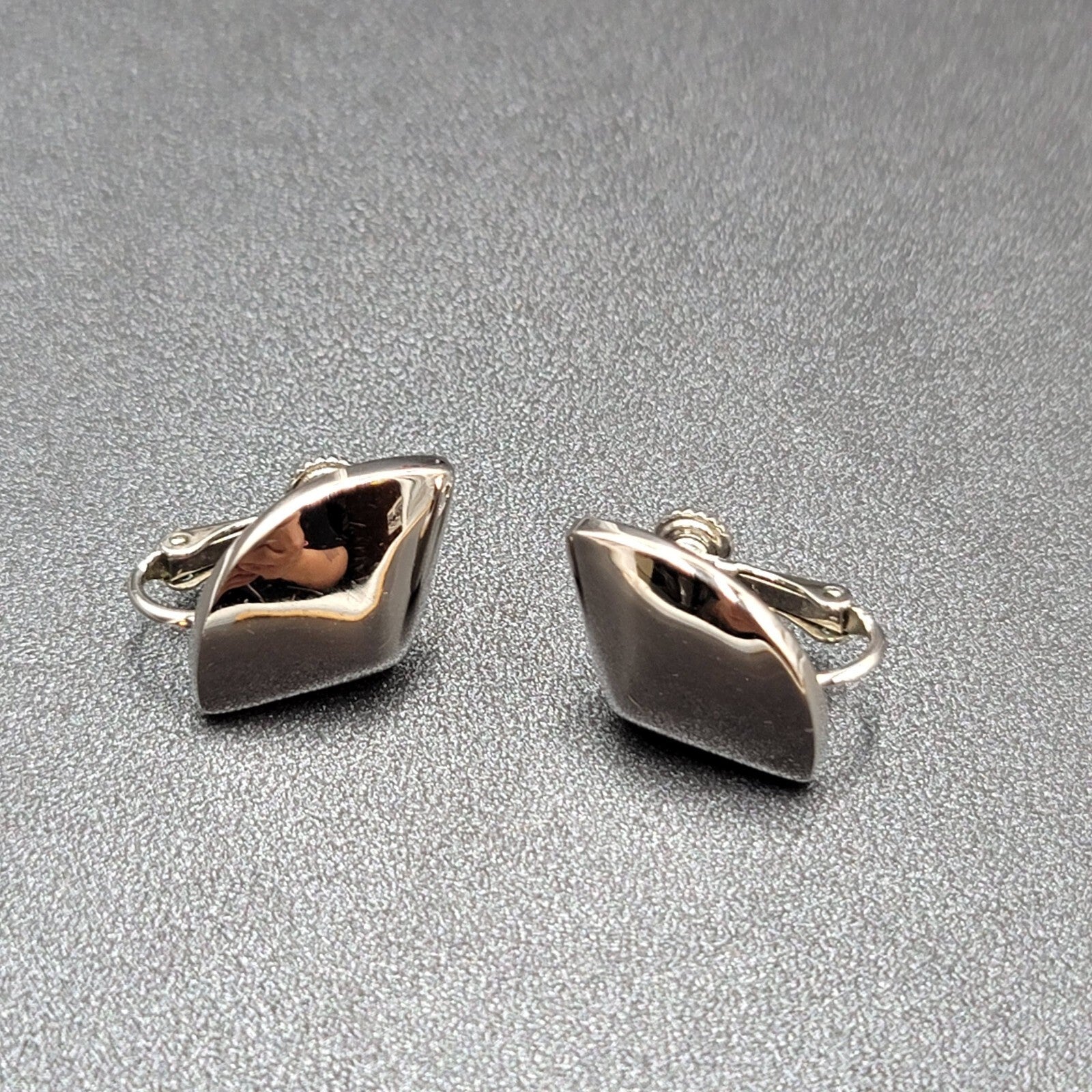 Vintage Napier Clip on Earrings Polished Silver Plated Studs 7/8"