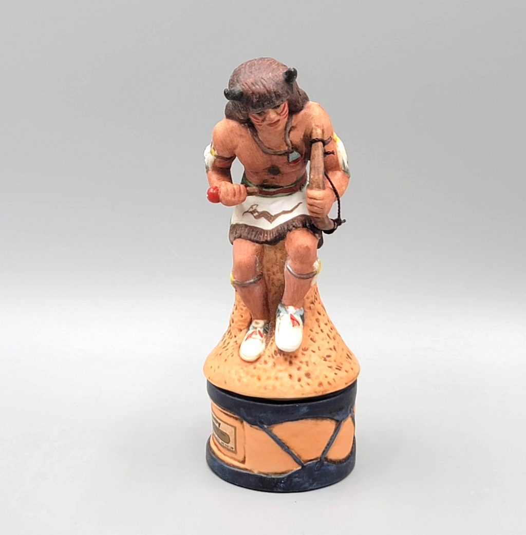 Vintage Ski Country Buffalo Dancer Mini 50ml Bourbon Whiskey Decanter 1980 6.5"