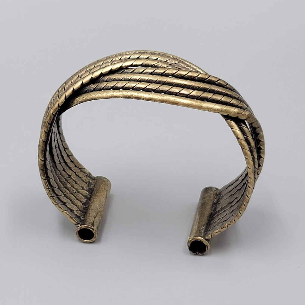 Brass Twist Cuff Bracelet Boho Statement Metal 6.5"