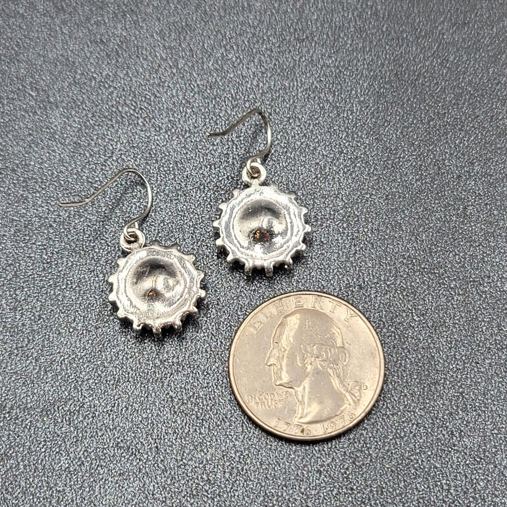 Pierced Earrings Silver Plated Crystal Rhinestone Dangle 3/4"