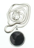Kenneth Cole Silver tone 5mm Snake Chain Large Black Pendant 2"  LONG 30" - 33"
