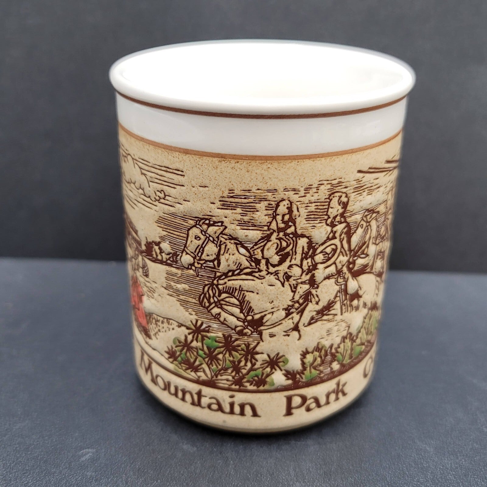 Vintage Stoneware Coffee Mug Georgias Stone Mountain Park Made in Japan Embossed