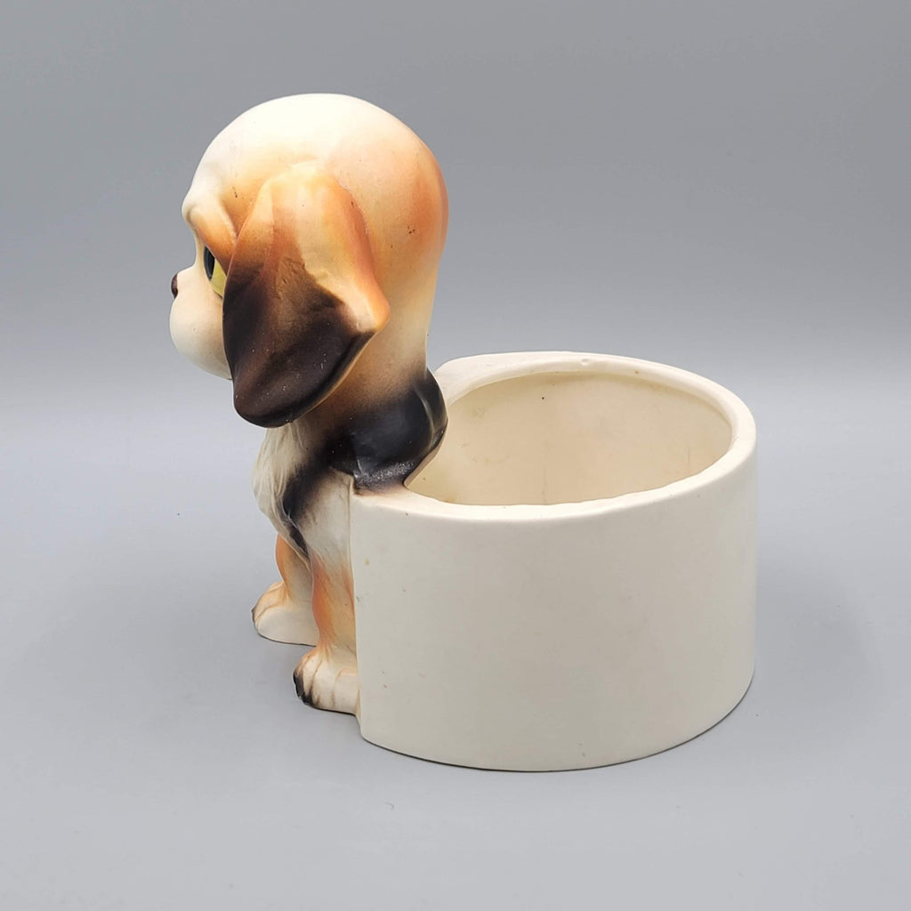 Vintage Lefton Japan Puppy Dog Planter Big Eyes Ceramic H6974 Beagle