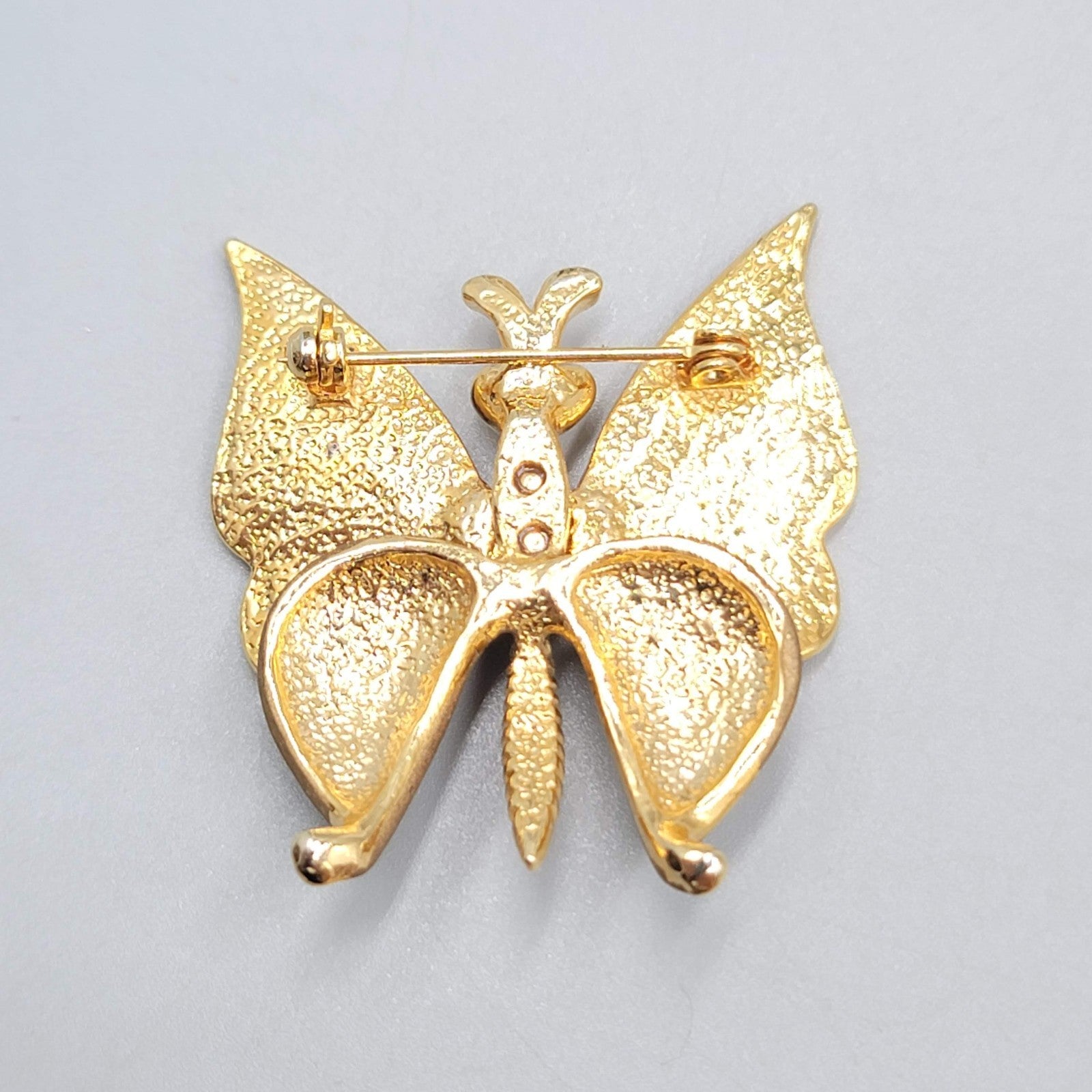Butterfly Brooch Brown Enamel Gold tone Vintage Estate 1.75"
