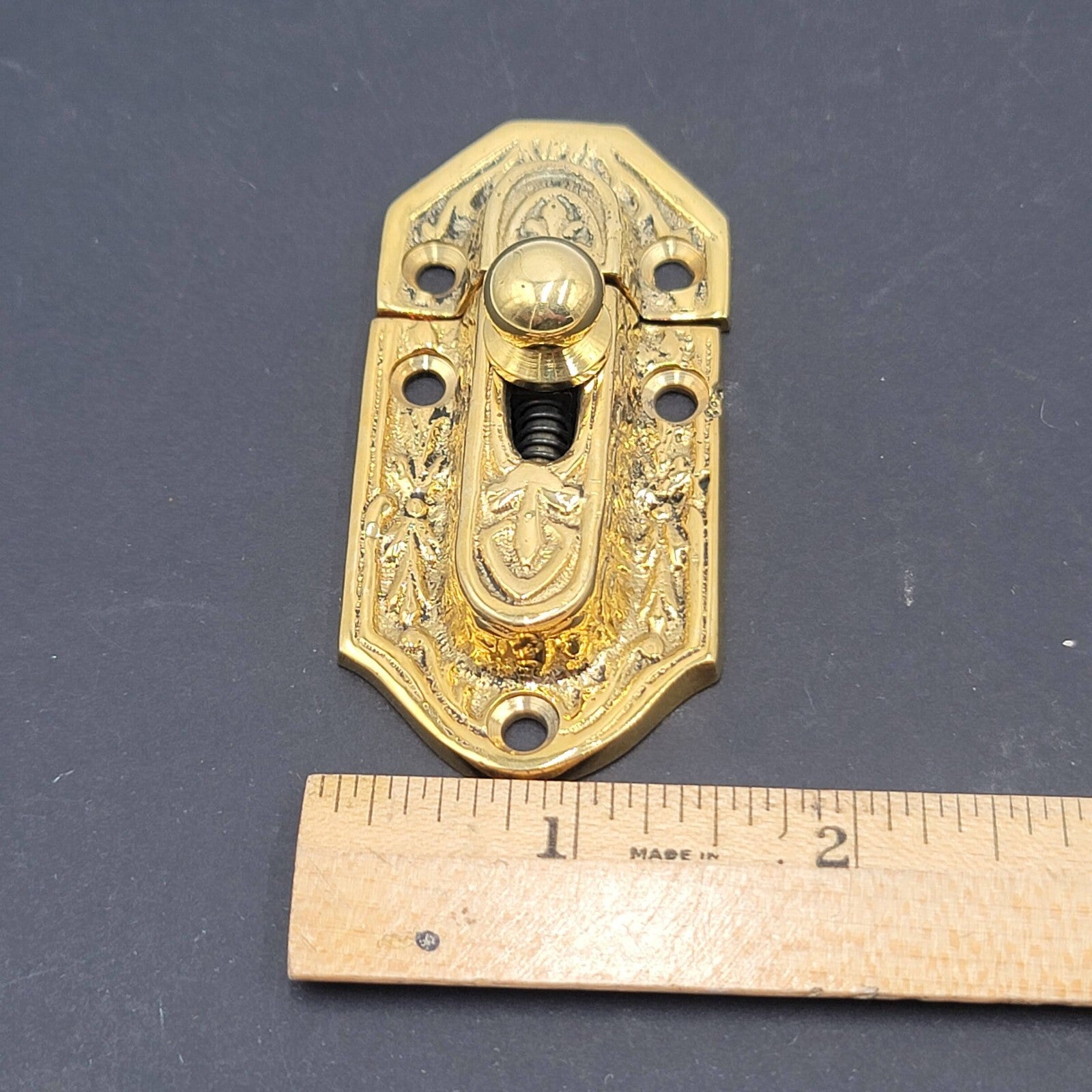 Vintage Ornate Brass Window Sash Lock with Catch Keeper Reproduction