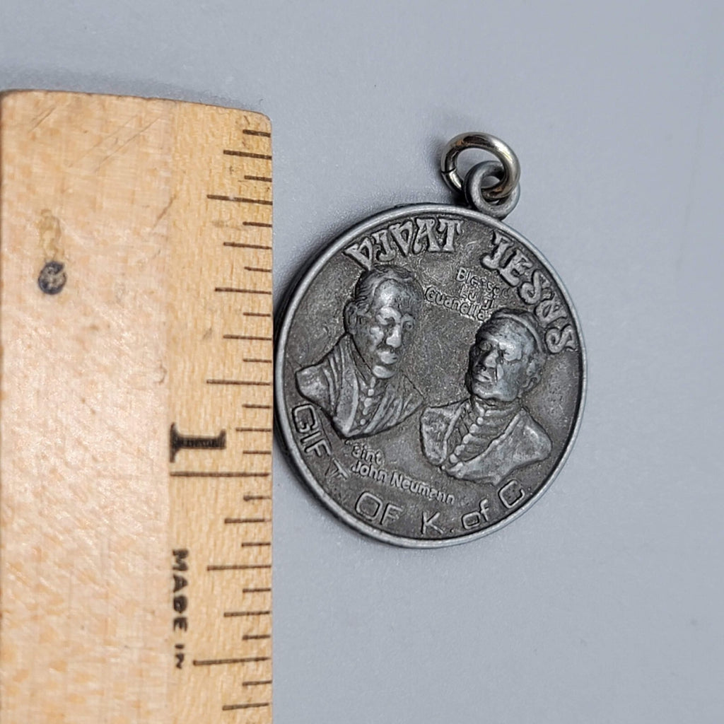 Vintage Catholic Medal Knights of Columbus Vivat Jesus Saint Neumann Cabrini Set