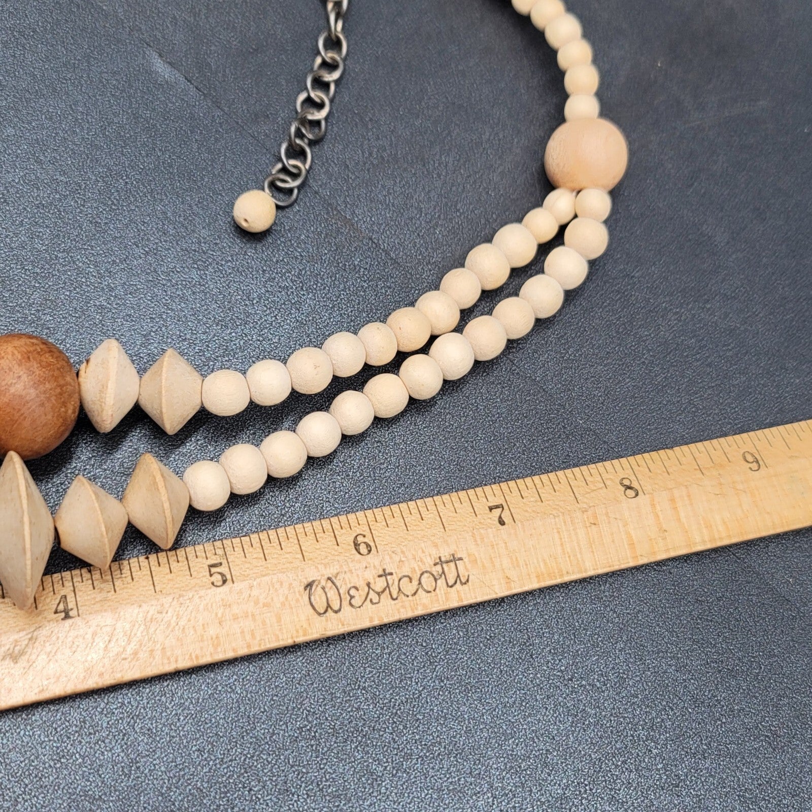 White House Black Market Graduated Wood Bead Double Strand Necklace 20"-22"