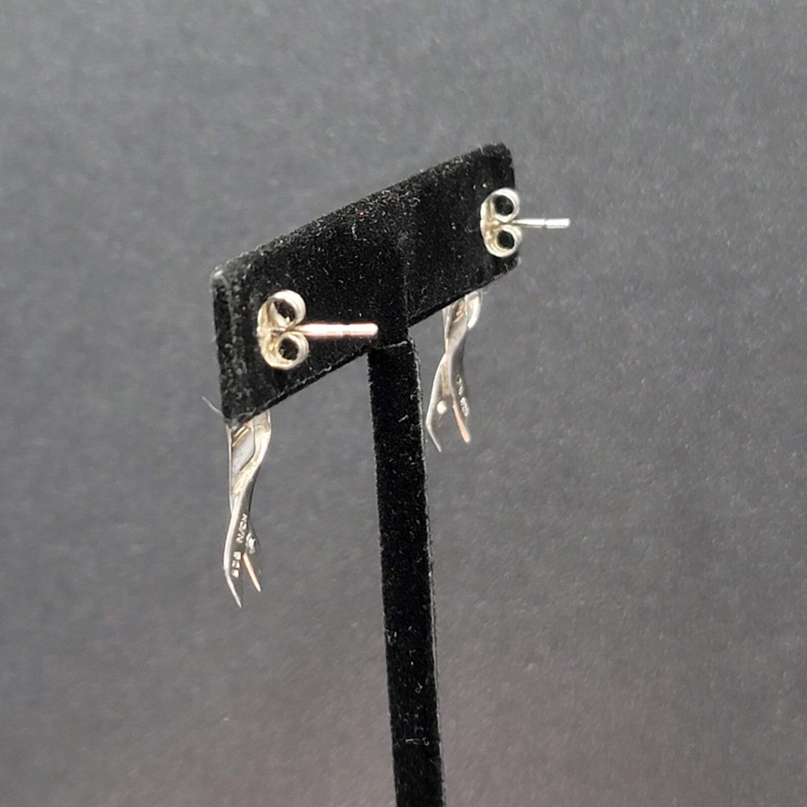 Sterling Silver Pierced Earrings 925 Charity Awareness Ribbon Dangle 3/4"