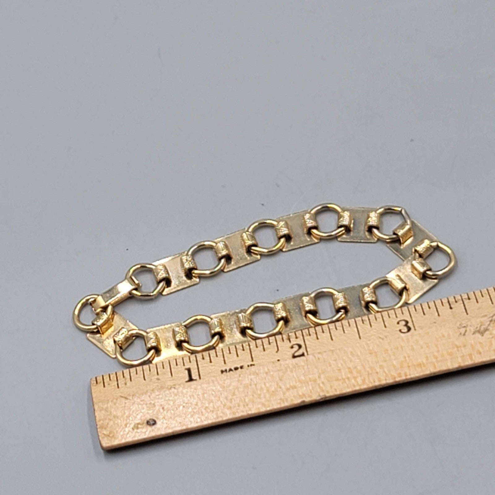 Vintage Bracelet Gold tone Square Links 7 in