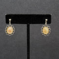 Vintage Real Flower Pierced Earrings Silver tone Dangle 7/8"