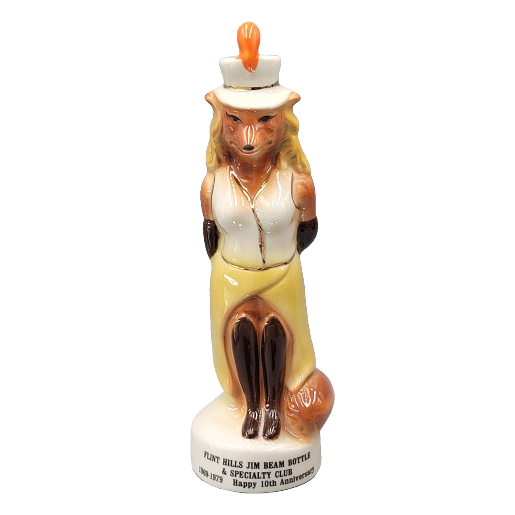 VTG Flint Hills KS Jim Beam Specialty Club Fox Lady Female Paperweight Figure