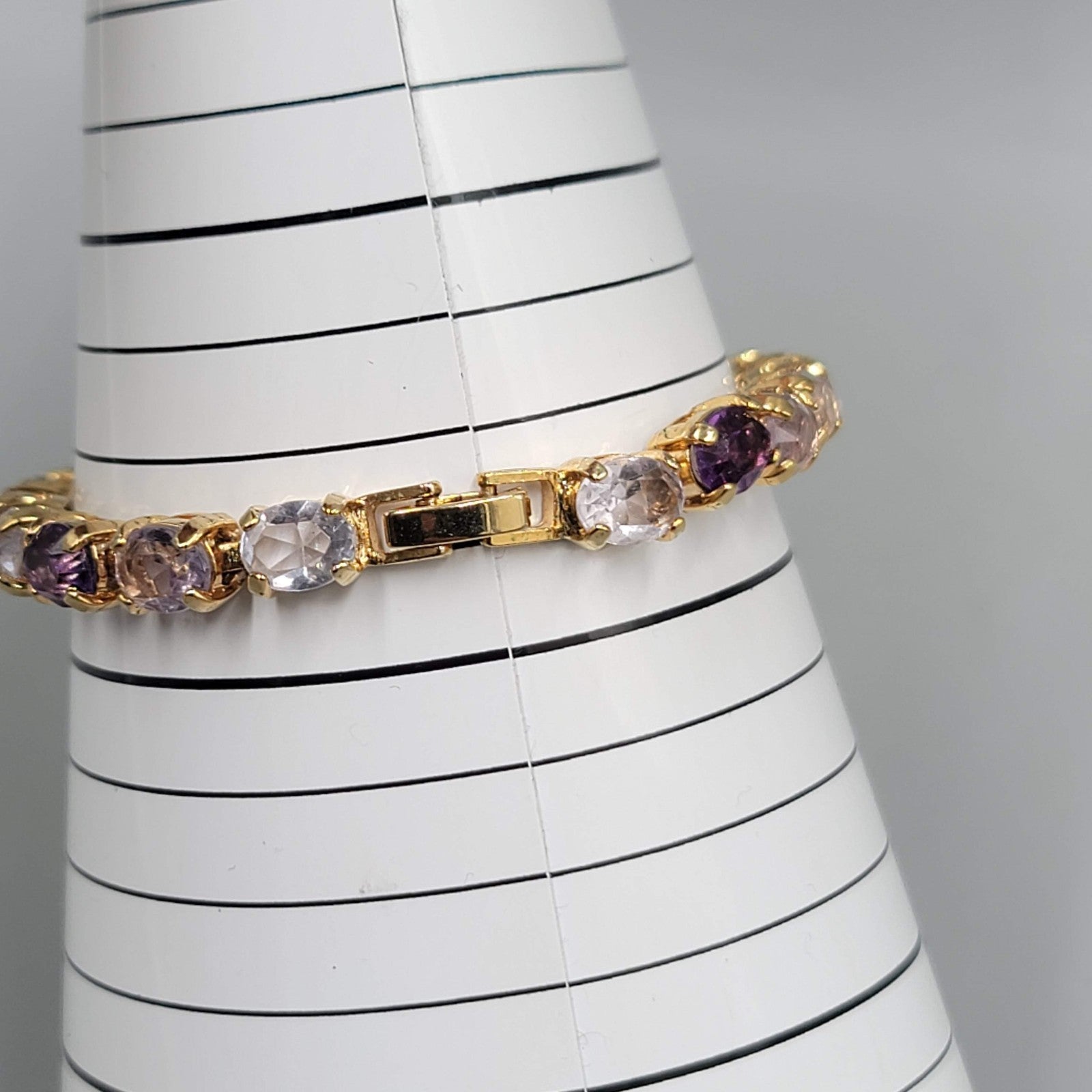 Vintage Purple Crystal Tennis Bracelet 6.75 in