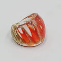 Orange Glass Ring Domed  Size 7
