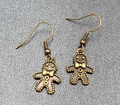 New Gingerbread Man Pierced Earrings Bronze tone Embossed Dangle 3/4" FS
