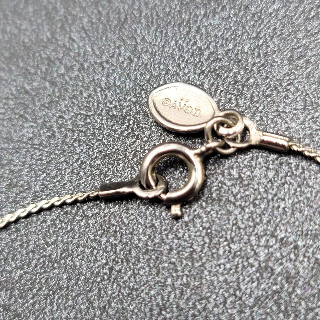 Vintage MONET Silver tone Chain Station Necklace 15" Small and Dainty