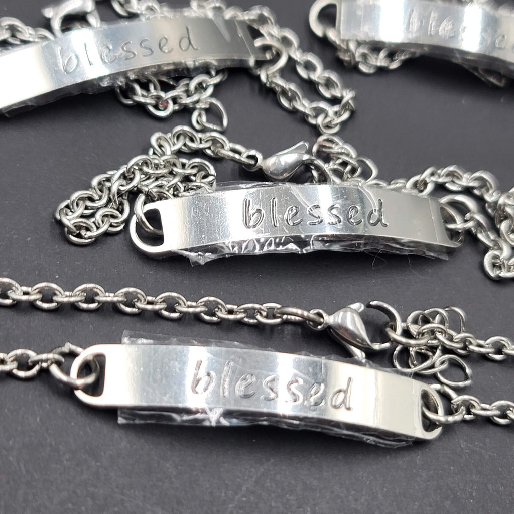 Lot of 12 BLESSED Bracelets Silver tone ID Chain Bracelet Adjustable  NEW