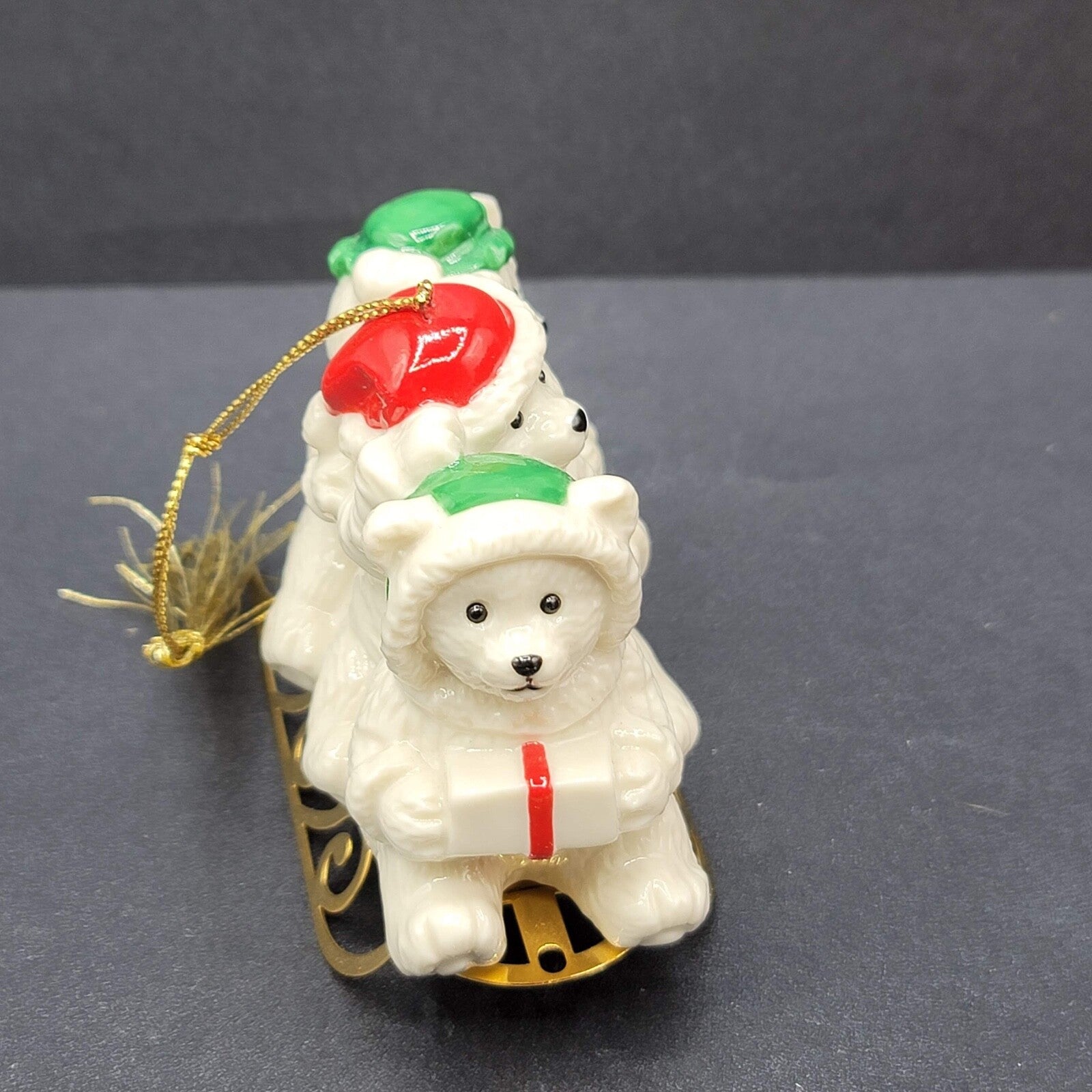 Mikasa Holiday Bear Sleigh Christmas Ornament w Box