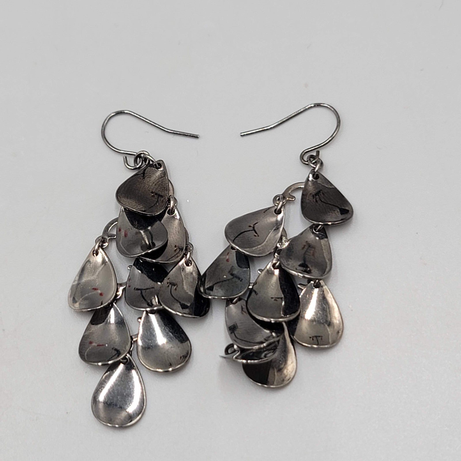 Black Metal Chandelier Pierced Earrings Dangle Statement 2 in