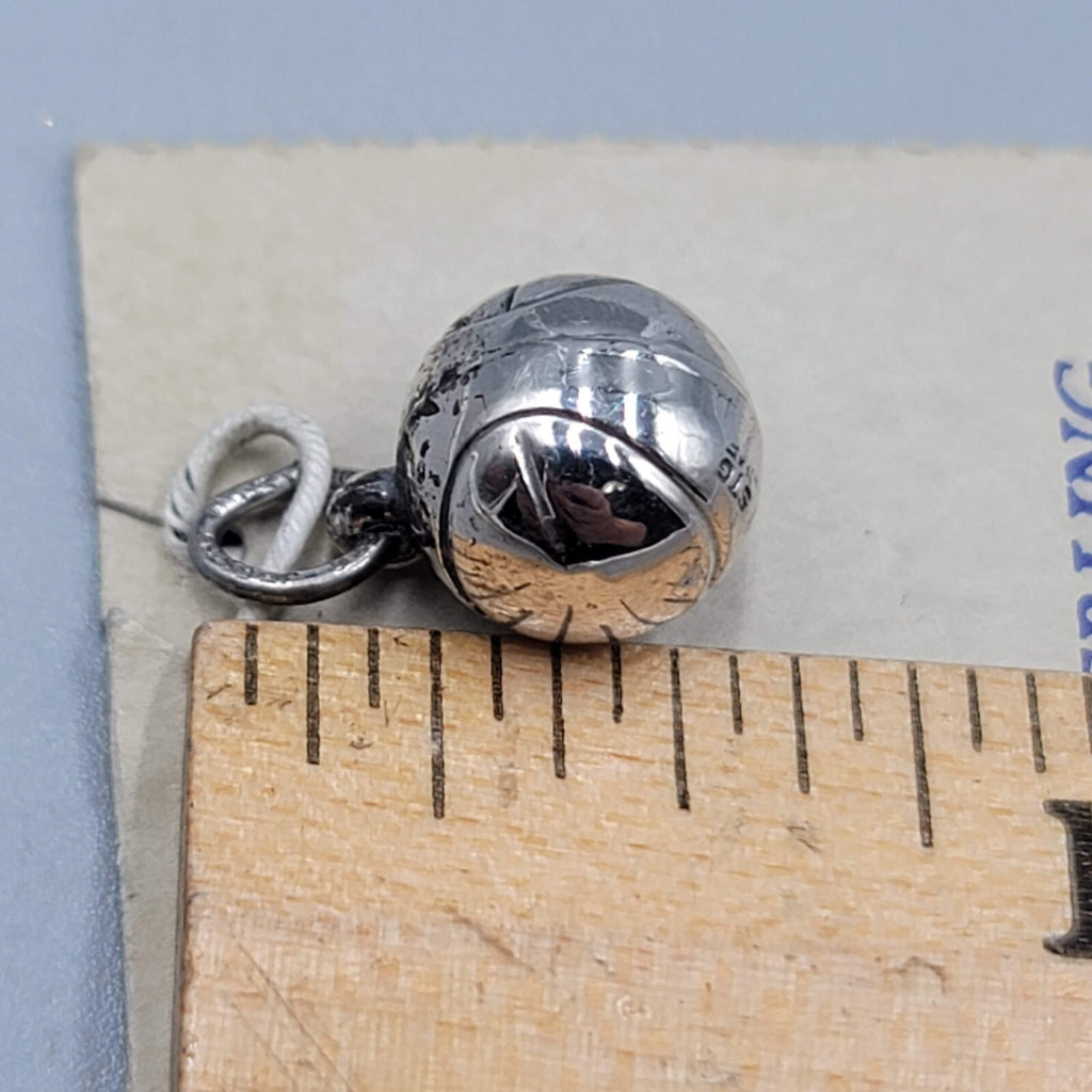 Small Basketball Vintage Sterling Silver Bracelet Charm Pendant 3/8"