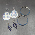 Lot of 3 Pierced Earrings Silver tone Blue Hoops Dangle