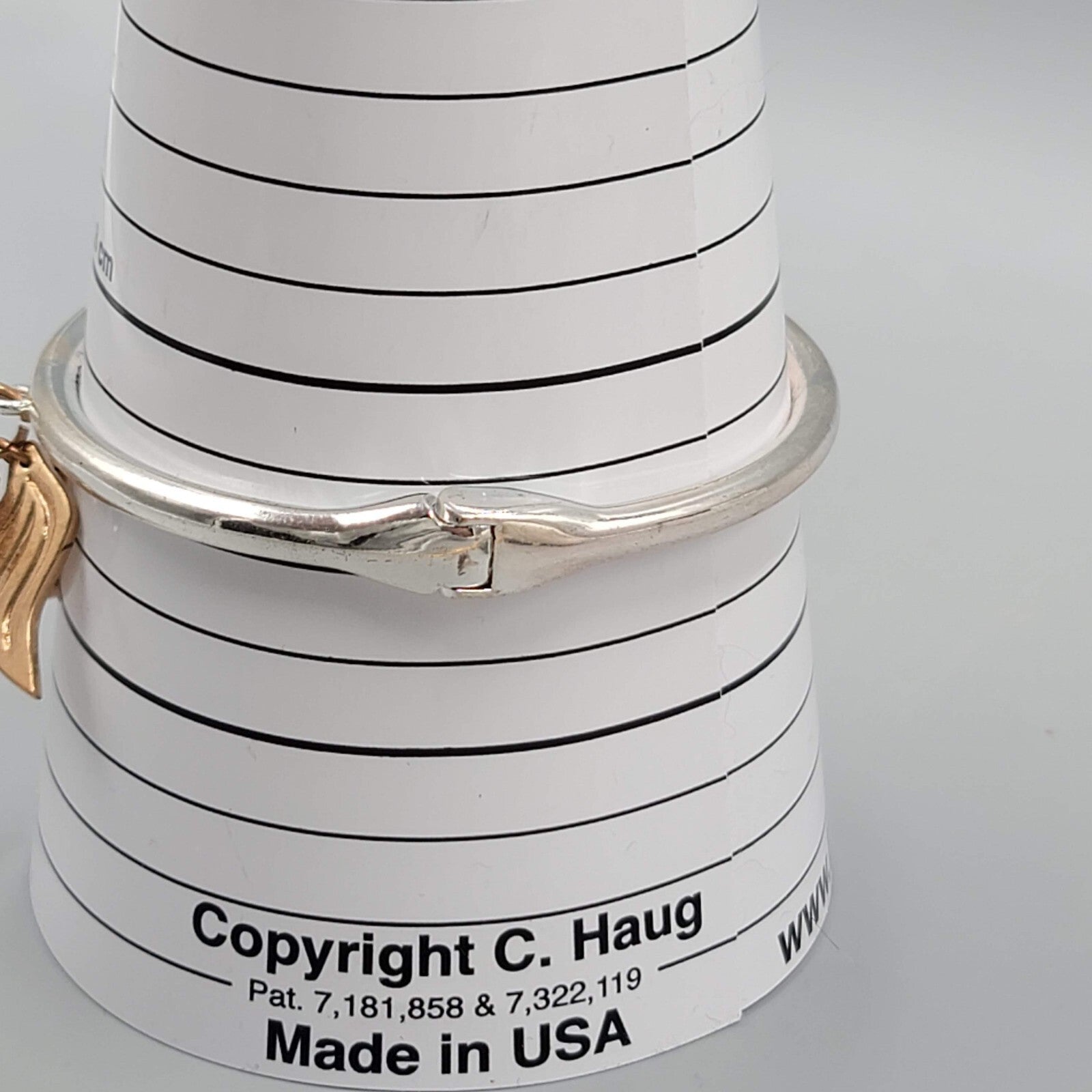 Ashley Bridget Bangle Bracelet Rose Gold and Silver tone Heavenly Wings 7.5"