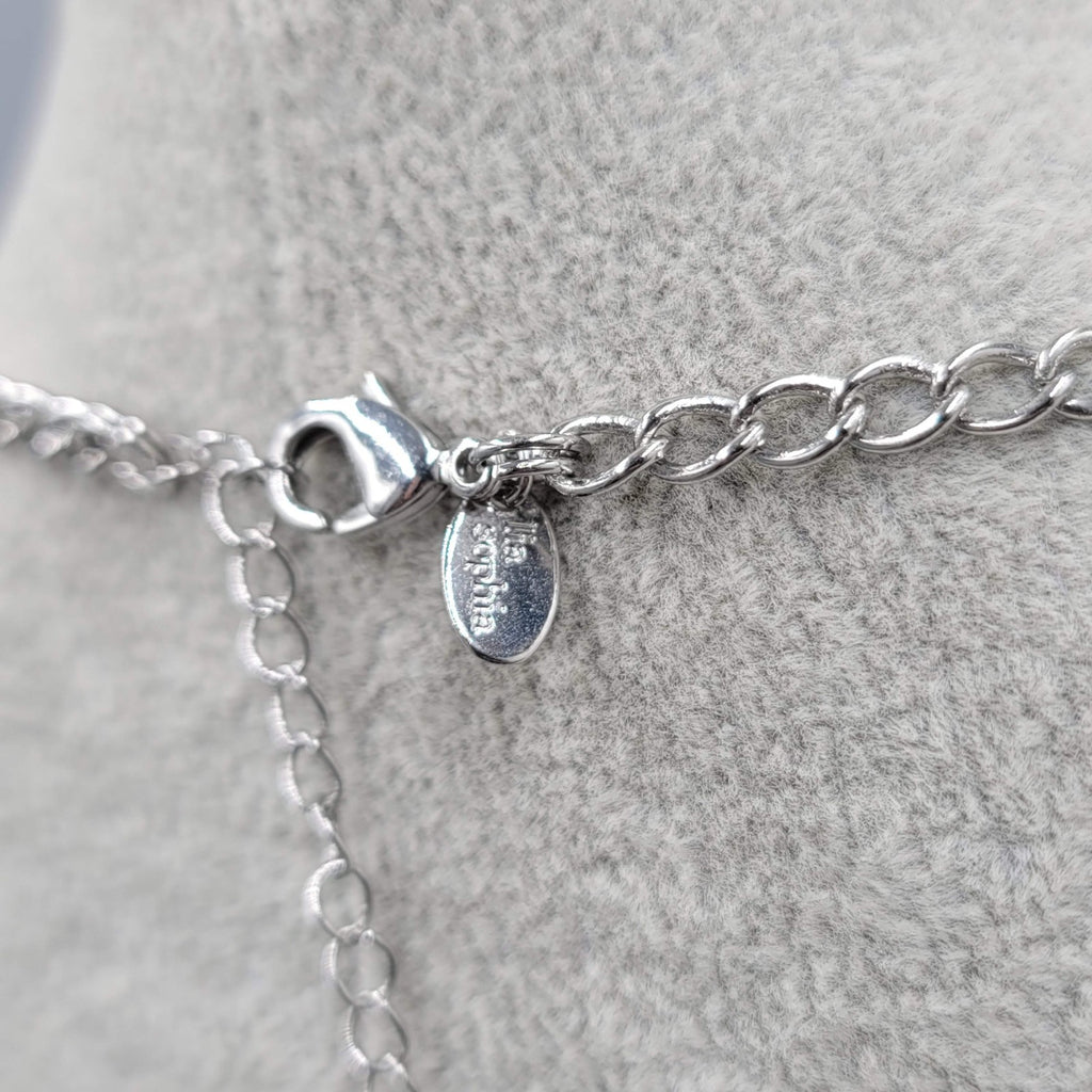 Lia Sophia Necklace Silver Plated Gunmetal Graduated Beads Just Lovely!!