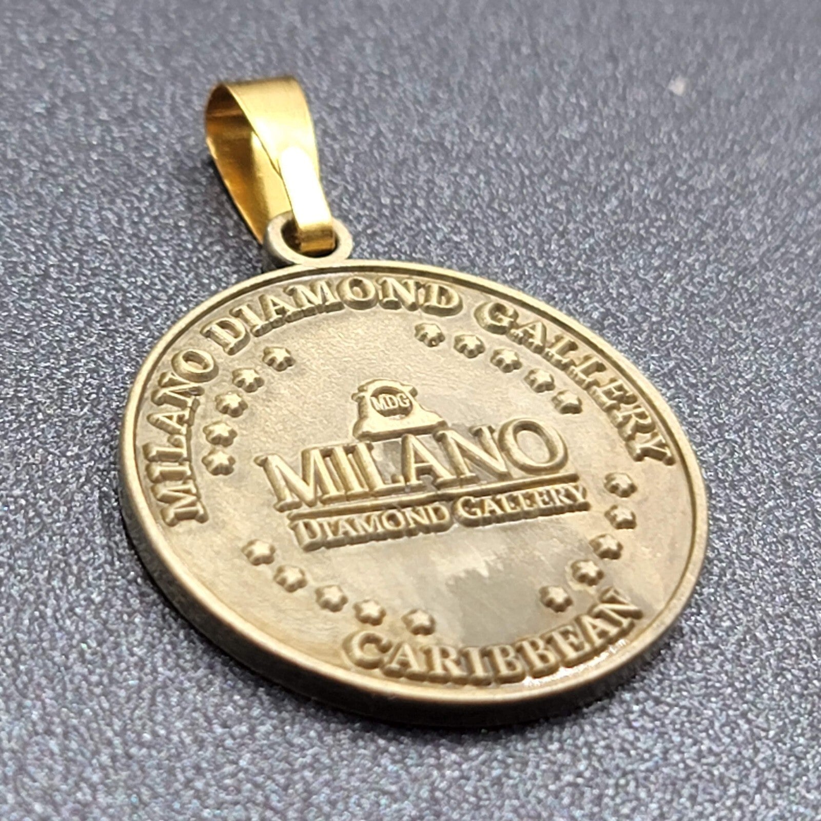 MILANO DIAMOND GALLERY St Thomas Caribbean Island Tag Charm Pendant 1"