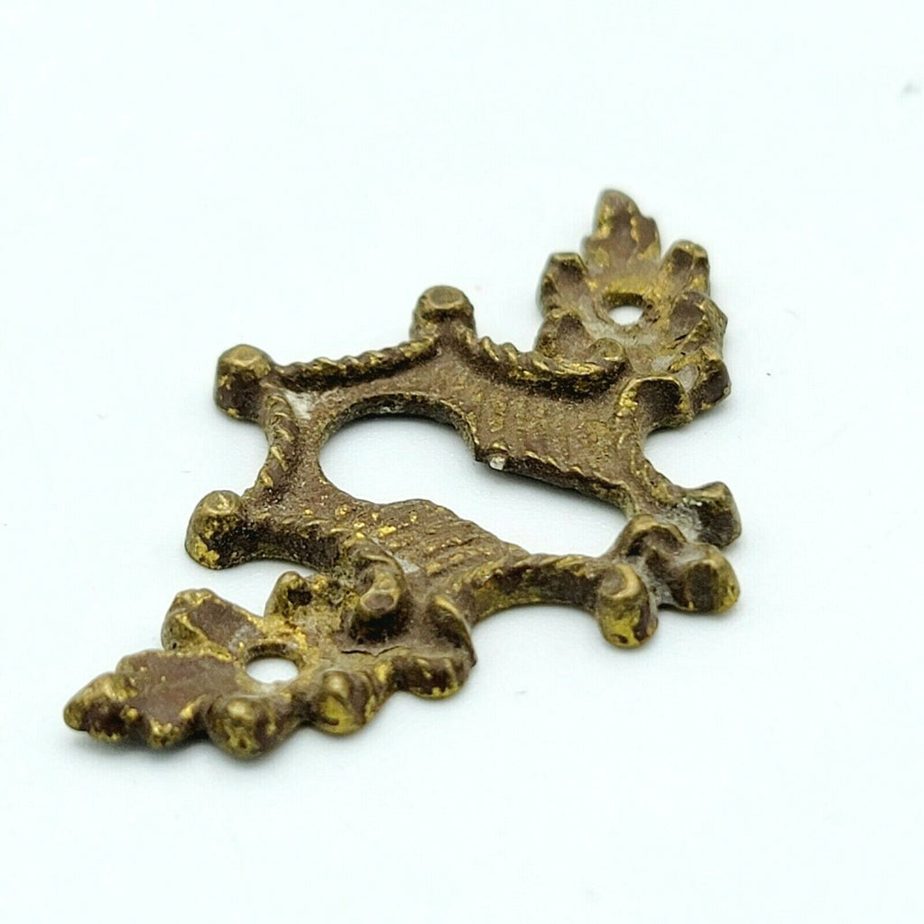 SINGLE Vintage Brass Skeleton Key hole Escutcheon 1 3/4" x 1 1/16"