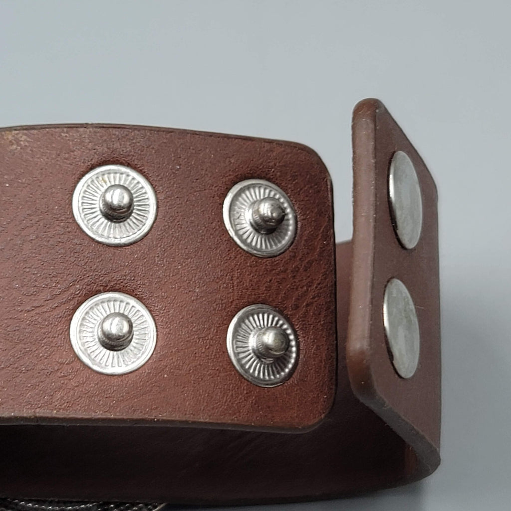 Wide Leather Statement Cuff Bracelet Blue Howlite Stone 6" or 7"