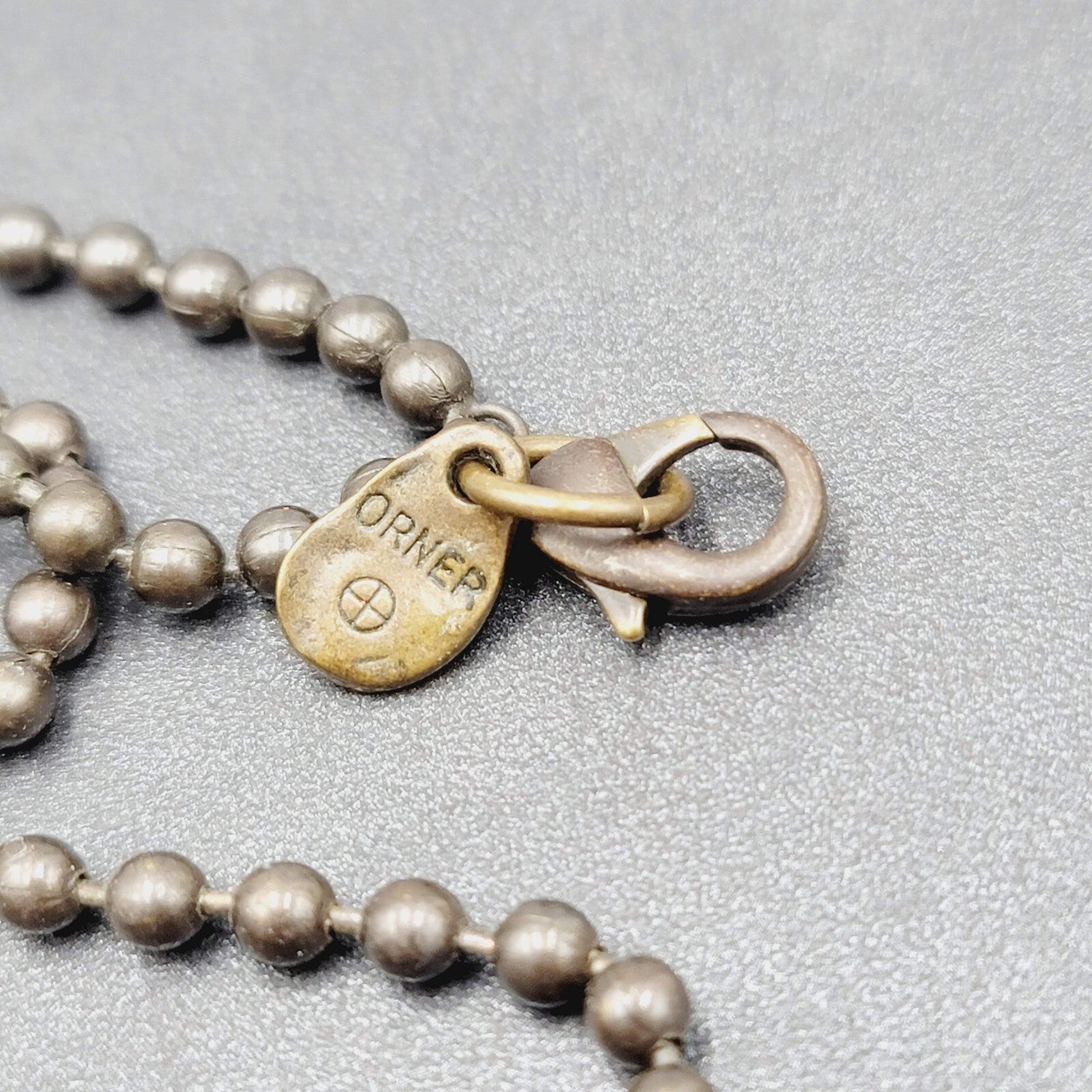 Orner Necklace Made in France Ball Chain Weaved Pendant Artisan Boho 17"