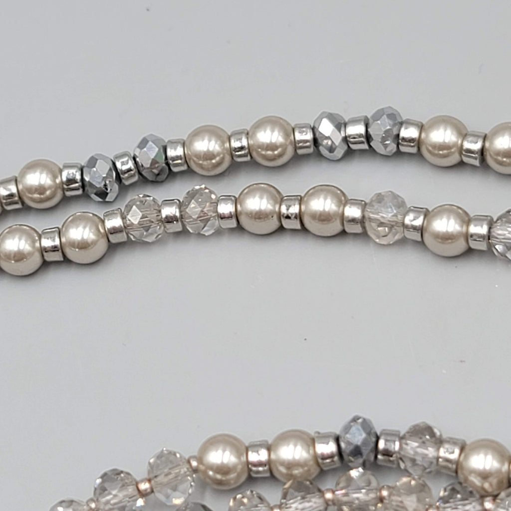 Loft Necklace Silver tone Gray Bead Extra Long 60"