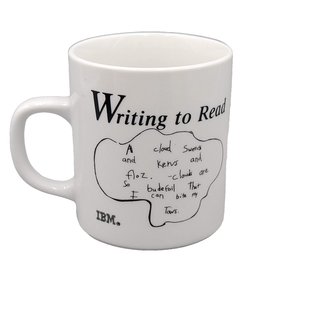 Vintage IBM Writing To Read Coffee Mug Cup Computers Technology Black White