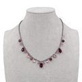 Purple Pink Bead Necklace Black Chain 16 in