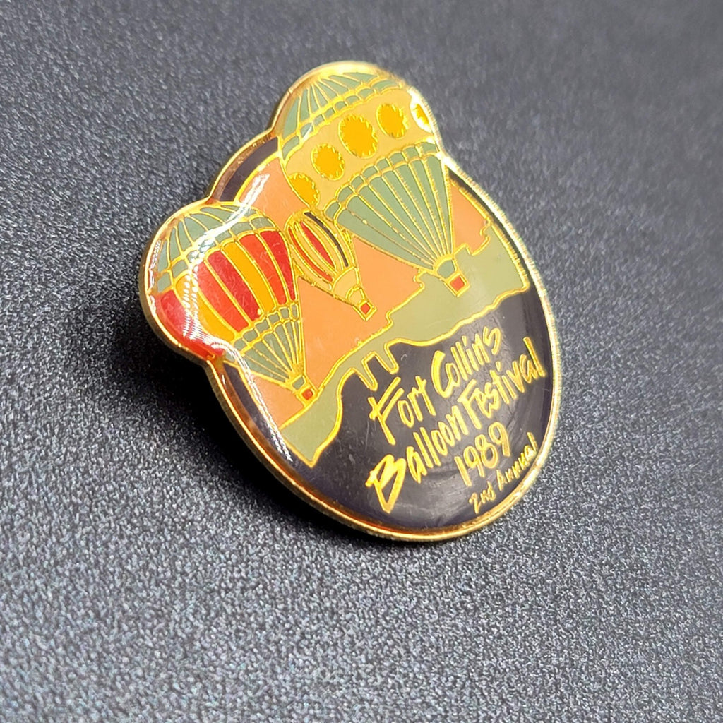 Vtg 1989 2nd Annual Fort Collins Balloon Festival Pin Hot Air Balloons Gold Tone