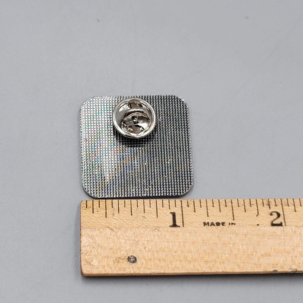 He Him Enamel Lapel Hat Pin Orange White Square Pronouns  1"
