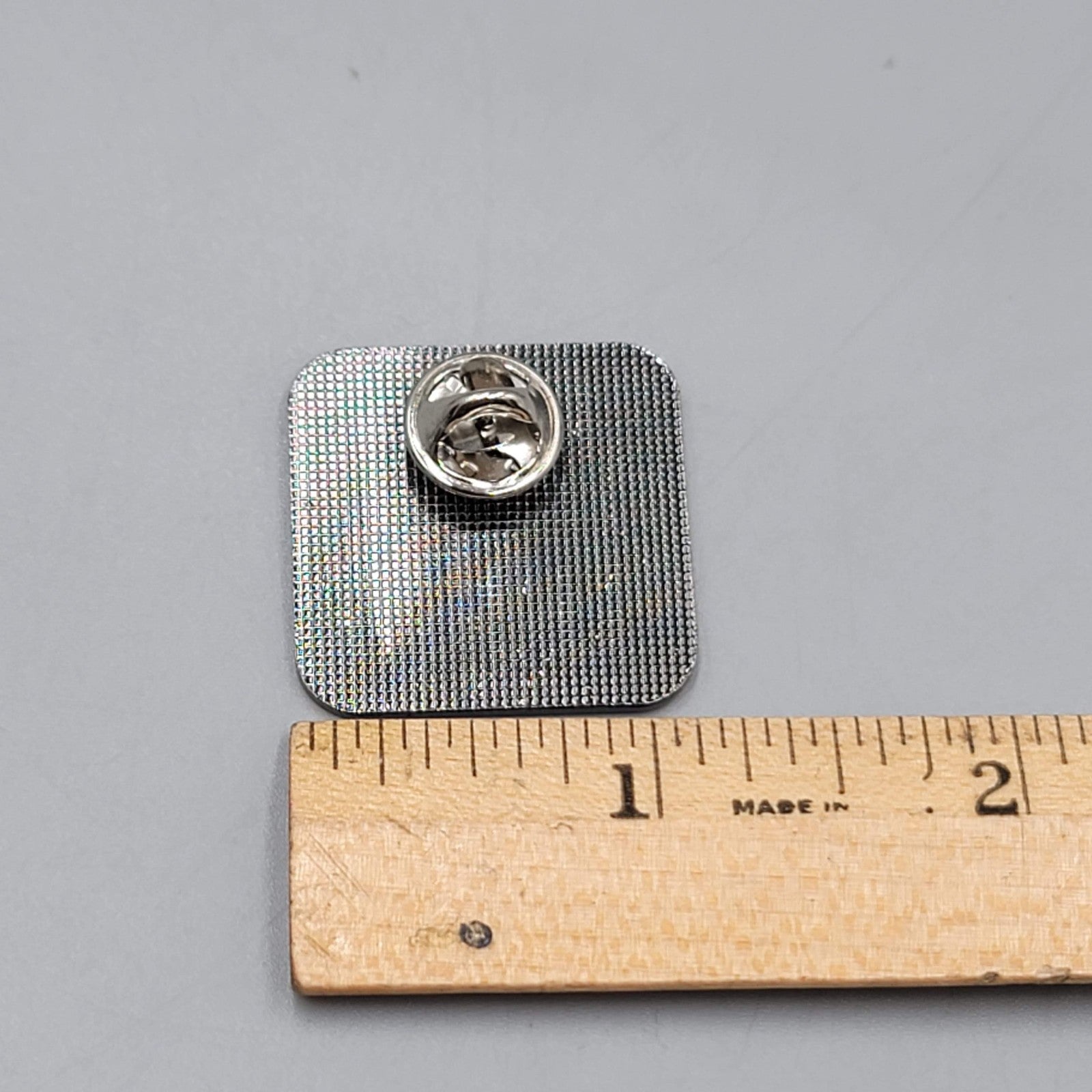 He Him Enamel Lapel Hat Pin Orange White Square Pronouns  1"