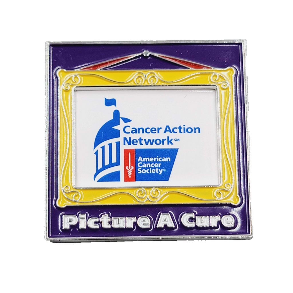 American Cancer Society Picture a Cure Enamel Pin Photo Frame Brooch 1.75"
