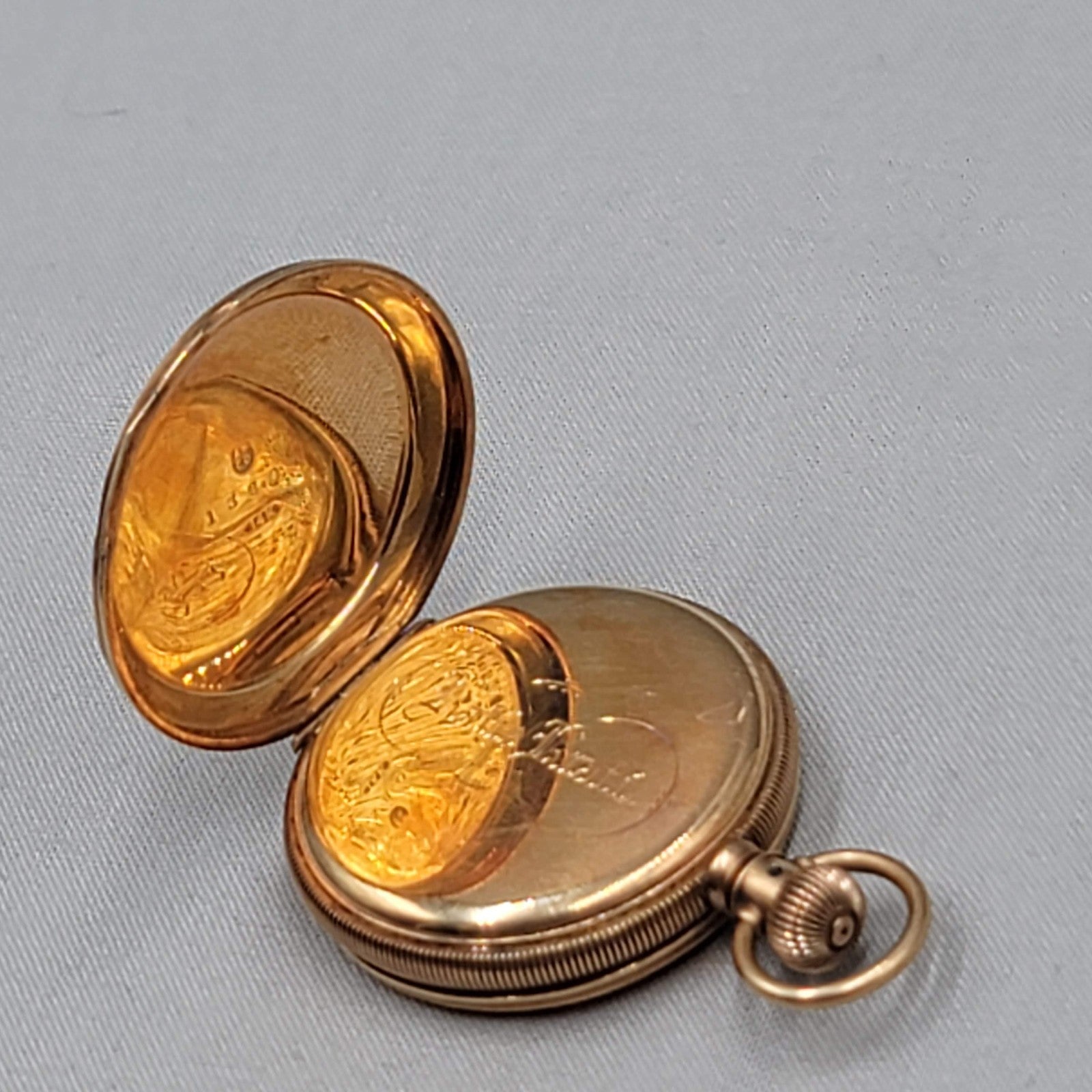 14k Yellow Gold Waltham 9 Jewel Hunter Case Pocket Watch Size 6