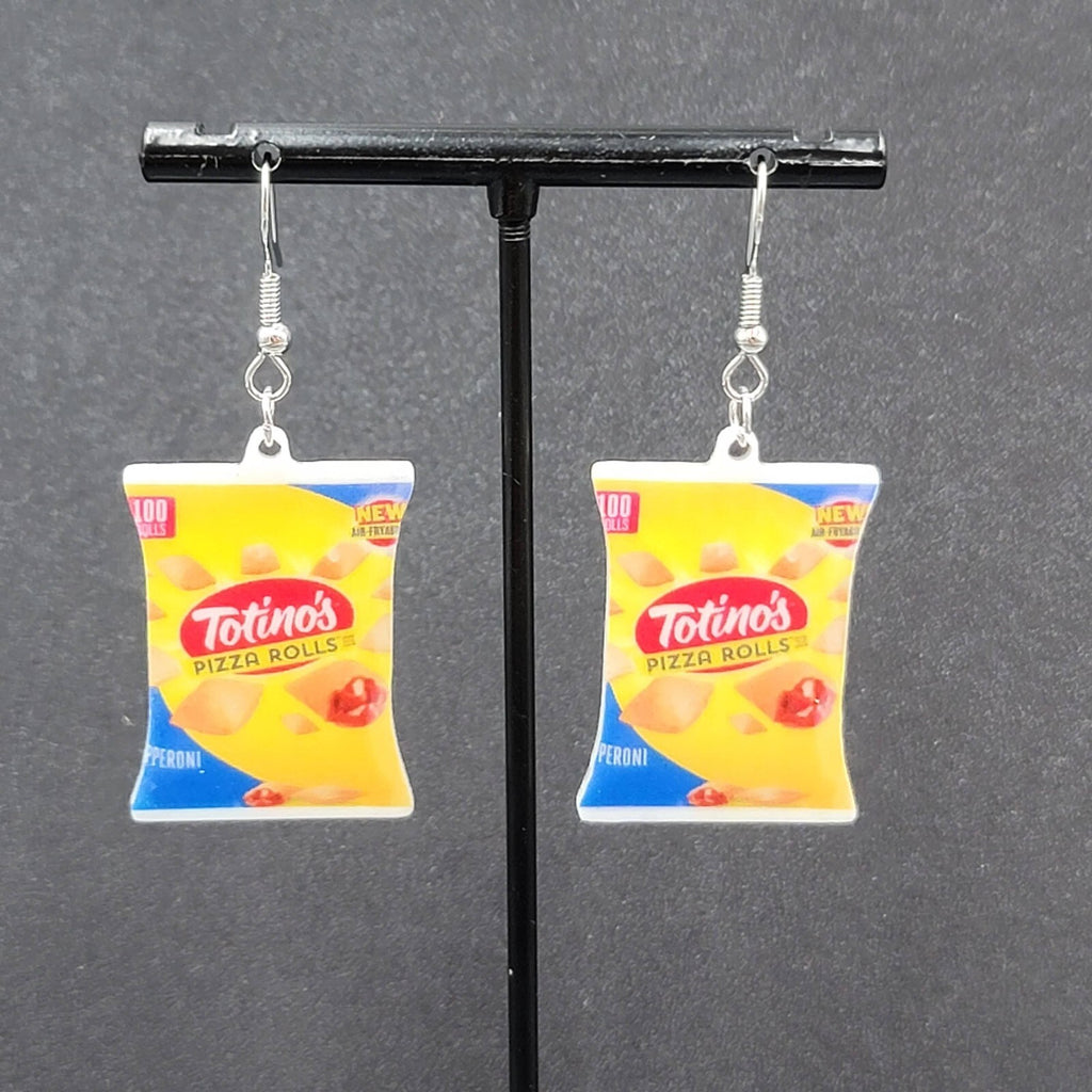 Totino Pizza Rolls Pierced Earrings Fun Food Novelty 1.25"