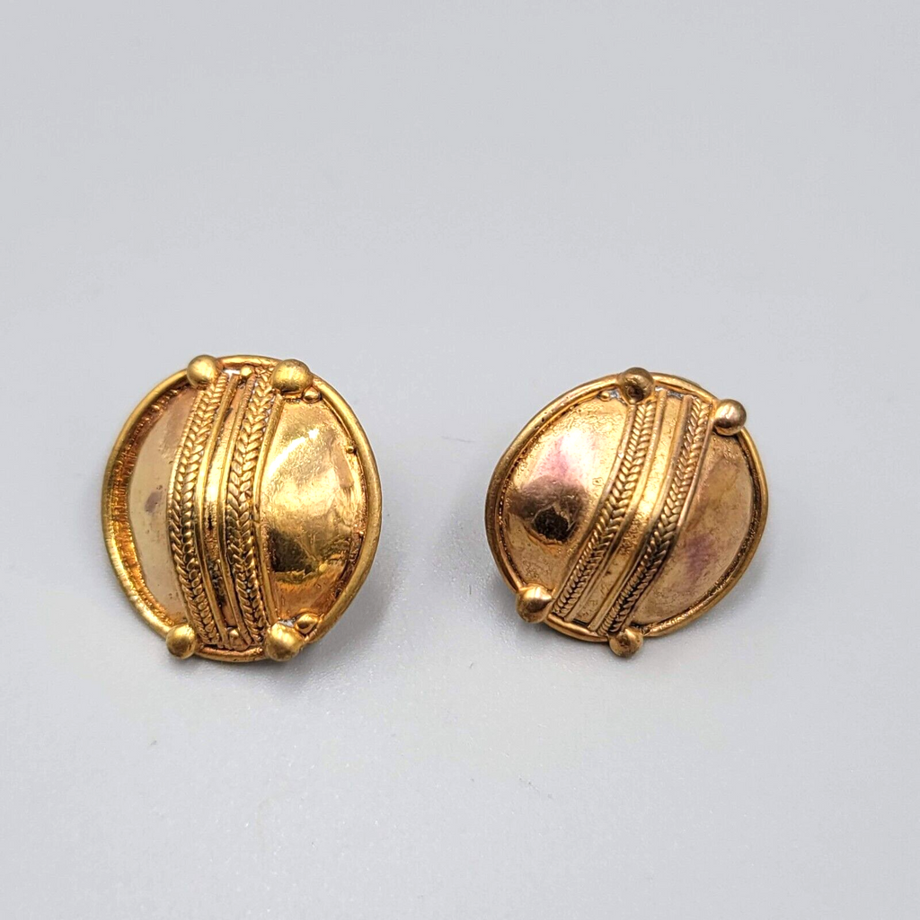 Pierced Earrings Handmade Gold Plated Ethnic Style Drop 7/8"
