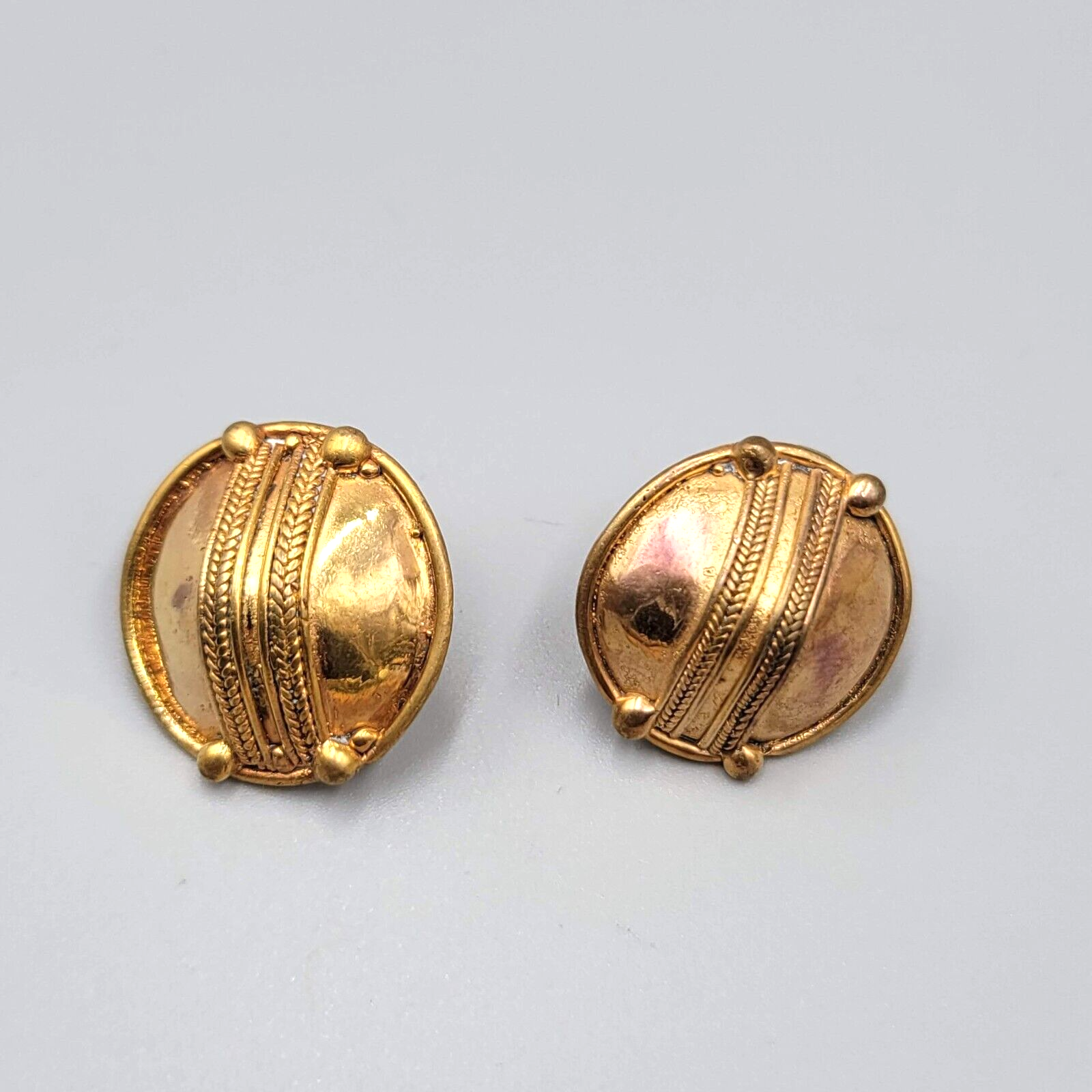 Pierced Earrings Handmade Gold Plated Ethnic Style Drop 7/8"