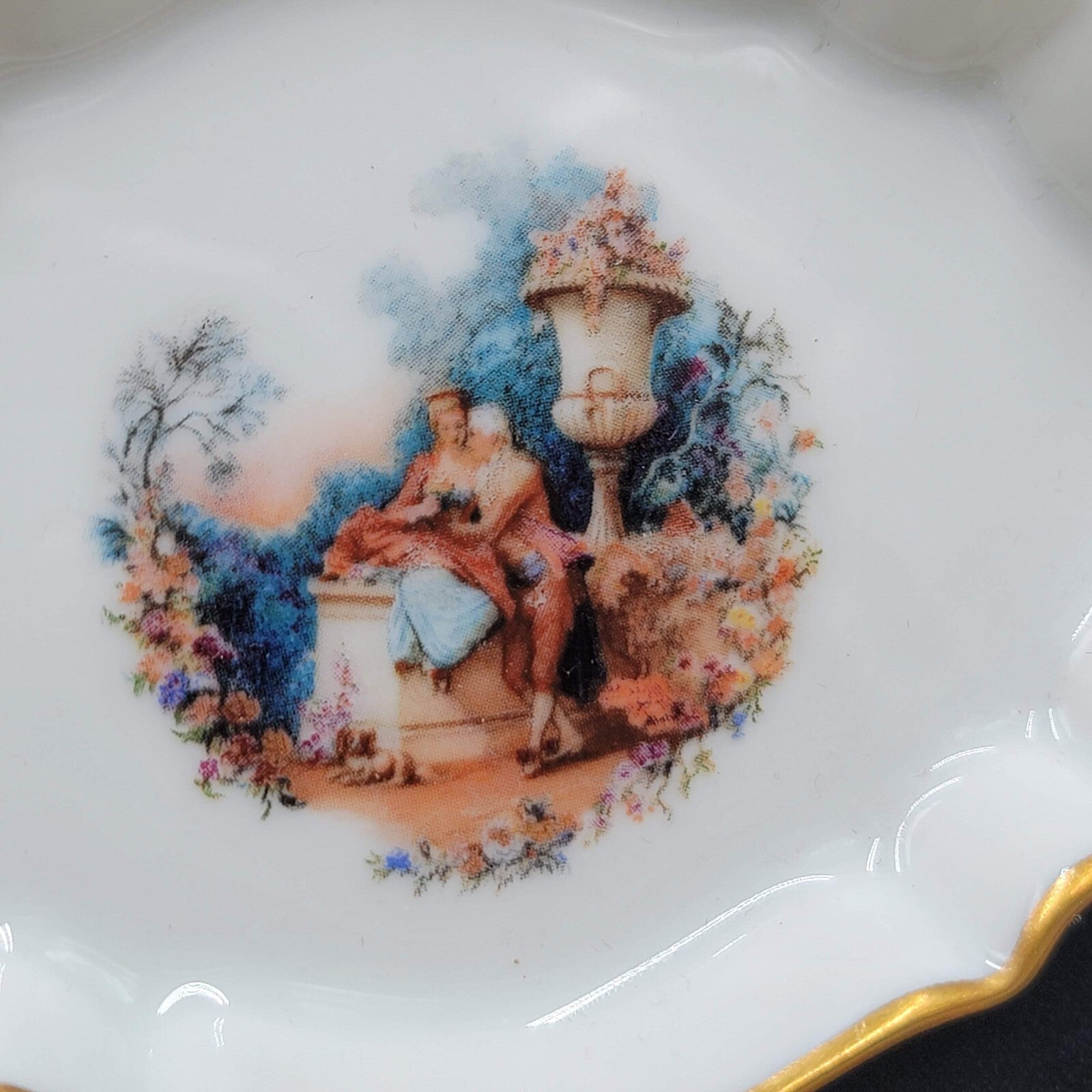 Trinket Pin Tray Giraud Limoges France Victorian Couple Hand painted Signed