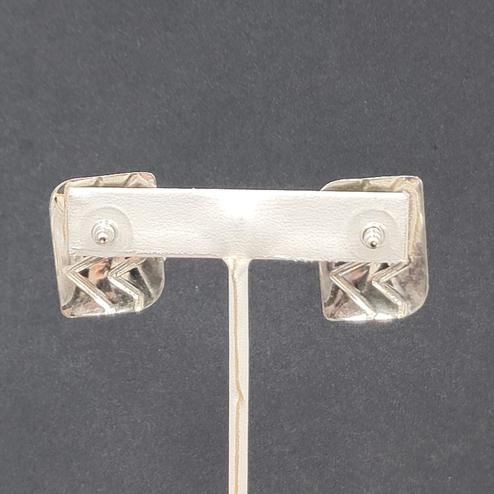 Vintage Pierced Earrings Silver tone Blue Enamel Statement Drop1 1/8"