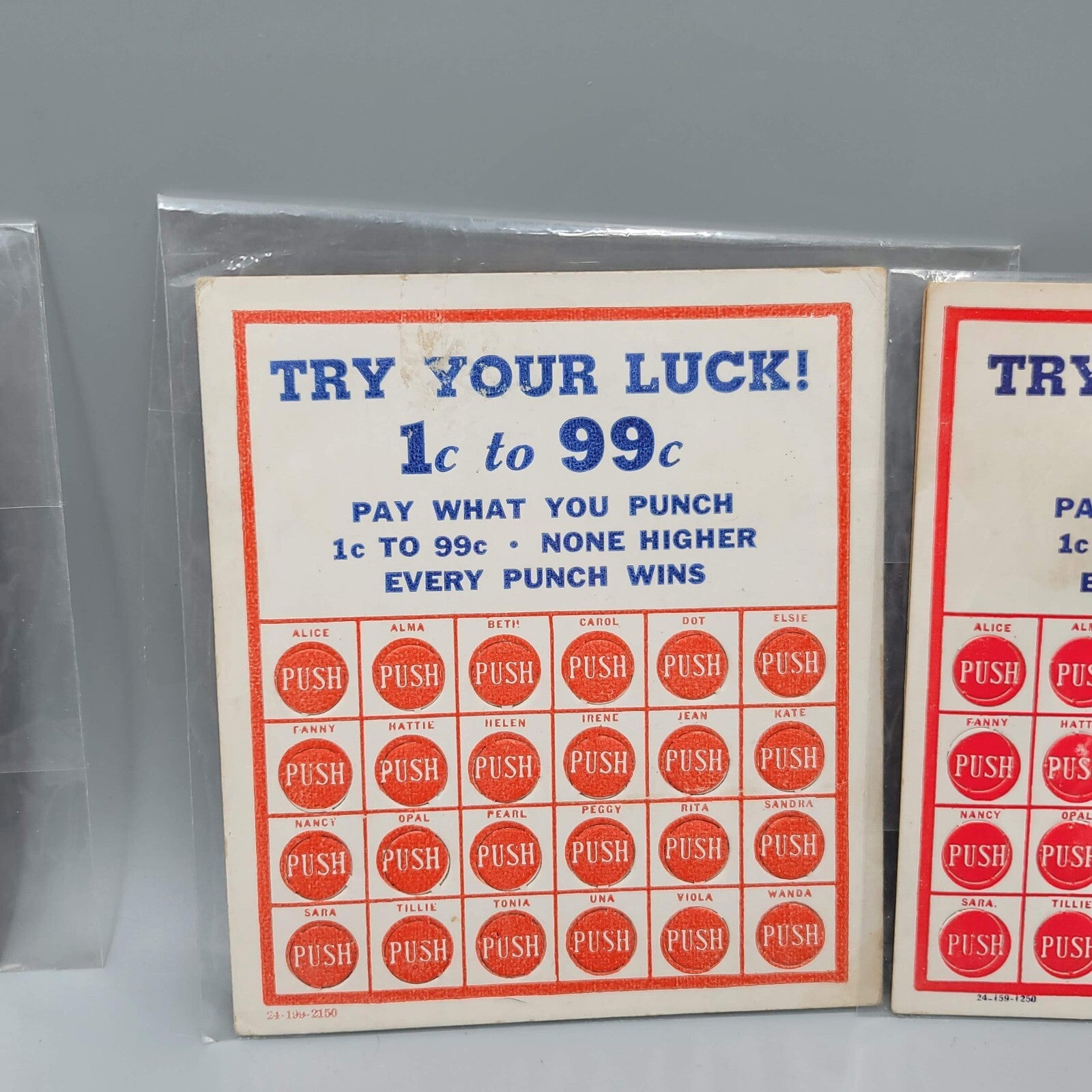 VINTAGE TRY YOUR LUCK GAMBLING GENERAL STORE PUNCH CARD LOT OF 3