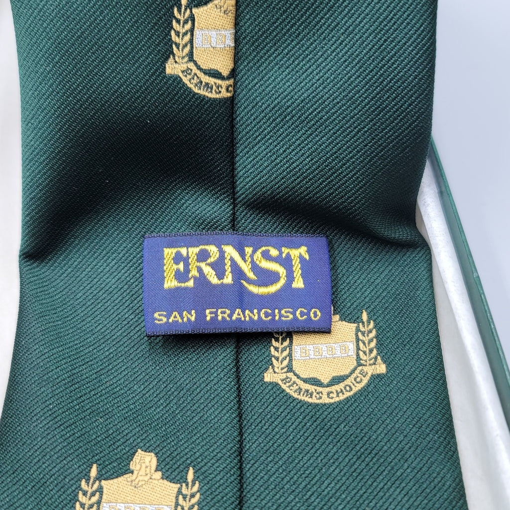 Vintage Necktie Jim Beams Choice Whiskey Bourbon Tie Green Ernst San Francisco