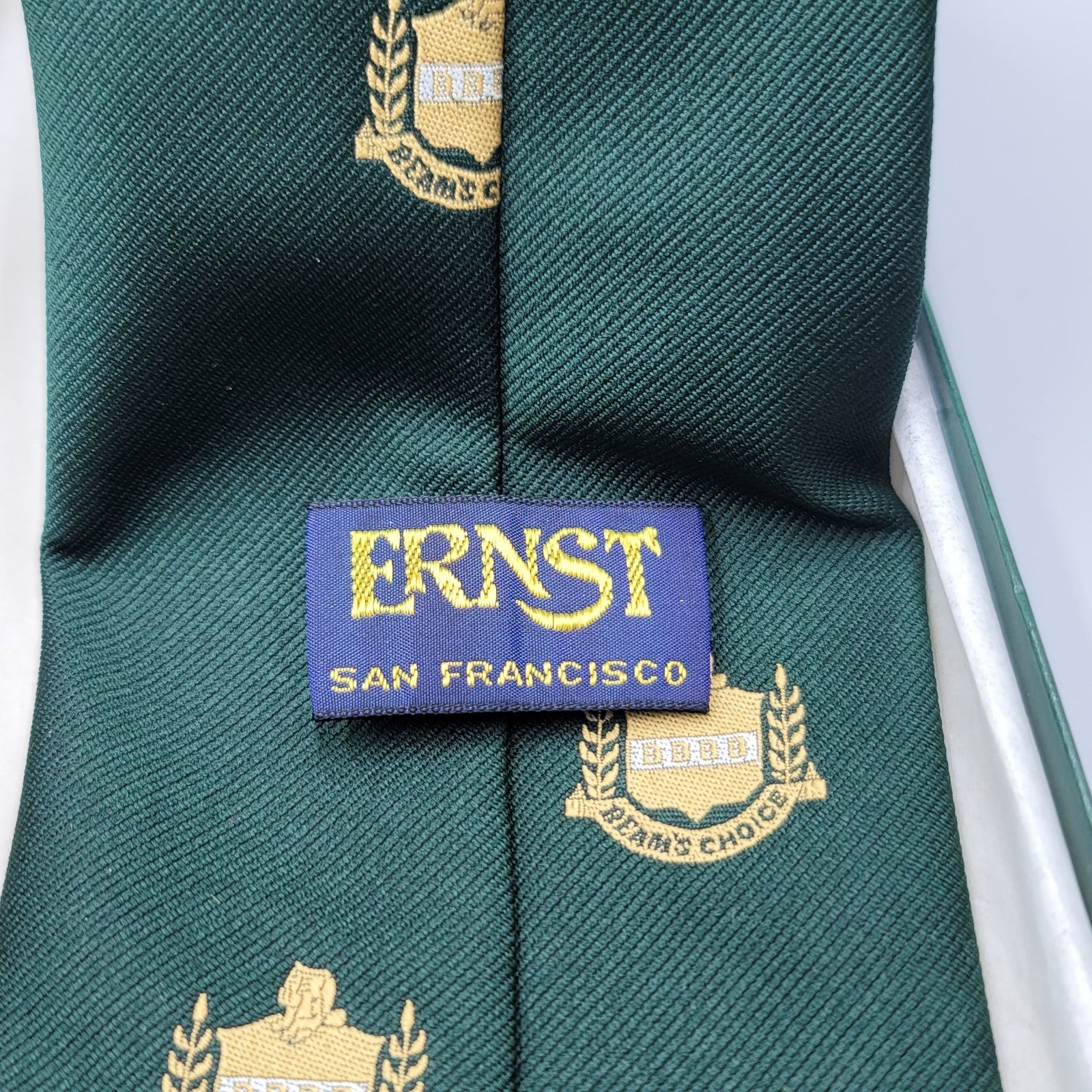 Vintage Necktie Jim Beams Choice Whiskey Bourbon Tie Green Ernst San Francisco